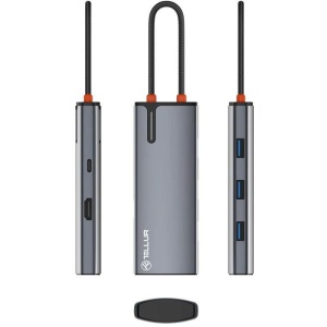 Hub USBC 3.0 Tellur, porturi 1 x HDMI, 3 x USB 3.0, 1 x USB-C, dimensiuni 42 x 112.5 x 16.5 mm, gri - Img 4