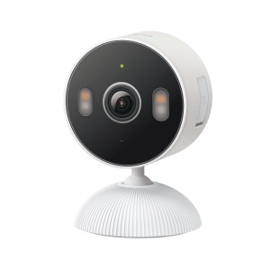 Indoor/Outdoor Home Security Wi-Fi Camera SPEC: 2K (2304x1296), 2.4 GHz FEATURE: Smart Detection and Notifications (motion, people, baby crying), Sound and Light Alarm, Remote Control, Two-Way Audio, Voice Control (Works with Google Assistant, Alexa, and