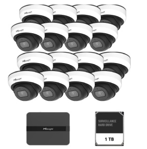 Kit supraveghere video Milesight 16 camere Dome MS-C2973-PD + 1 NVR MS- N5016-PE