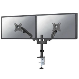 Brat de birou pentru monitor Neomounts, poate sustine 2 monitoare cu diagonala display 17-27", suporta pana la 14kg per monitor, full motion, +45°, -45° inclinatie, +90°, -90° swivel, +180°, -180° rotatie, VESA min 75x75, VESA max 100x100, reglabil pe