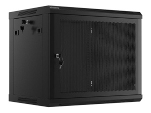 Dulap rack de perete 19", 9U, 600x450 mm, usa perforata, negru,