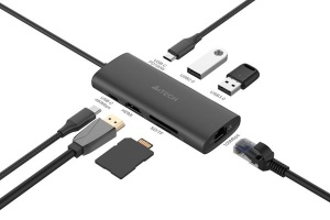 Hub USB A4TECH DST-80C, USB-C, 8 porturi, HDMI, Gri - Img 2