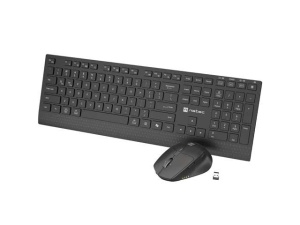 Kit Natec NATEC STINGRAY 2, tastatura wireless tip membrana, 109 taste, mouse wireless, rezolutie maxima 1400 DPI, senzor Blue Sense, negru