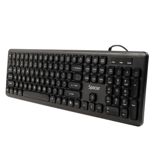 Tastatura Spacer cu fir USB, 104 taste, silentioasa, low profile fingertip keycap design, negru