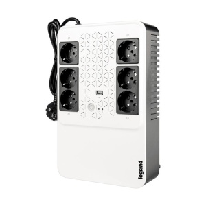 UPS Legrand MULTIPLUG 600, 600VA/360W, 6x German standard sockets, USB charger, baterie 1x 12V 7.2Ah, 230V, tehnologie Line interactiv, dimensiuni 190 x 89.5 x 296mm - Img 2