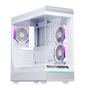 Carcasa 1STPLAYER Gaming WD8-WH, 3 ventilatoare aRGB plus PWM, ATX, display, strip LED, telecomanda,alb