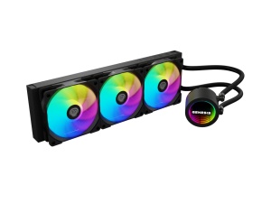 Cooler Procesor GENESIS HYDRA 360 ARGB NEGRU, dimensiune radiator 397x120x27mm, 3 ventilatoare ARGB, Viteza ventilatoare: 500-1550 RPM, Airflow ventilatoare: 80 CFM, Suport AMD: AM4/AM5, suport INTEL: LGA 1151/1156/1150/1200/1700/1851 - Img 2