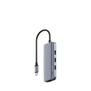 Hub USB CUDY UH606, USB-C, 6 porturi, HDMI, RJ-45, Argintiu