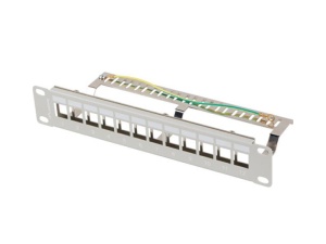 Patch panel gol 12 porturi 1U 10" FTP pentru module Keystone, gri V2