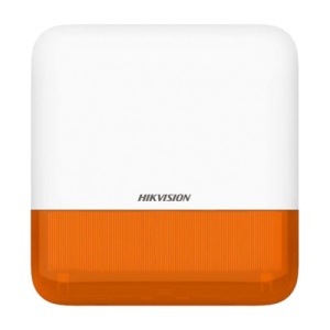 Sirene de exterior wireless AXPRO Hikvision DS-PS1-E-WE(Orange Indicator), frecventa de operare: 868 MHz, comunicare bidirectionala Tri-X wireless protocol, distanta de comunica RF: 1600metri, criptare: AES-128, 2 x tamper, Strobe light BLUE, nivel