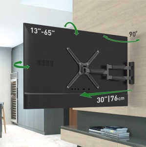 Suport TV de perete Barkan, cu brat 13"- 65", Max 36kg, VESA 400x400, negru - Img 3