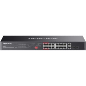 Switch Mercusys Gigabit Rackmount MS120GP, 16× Gigabit PoE+ RJ45 ports, 2× Gigabit non-PoE RJ45 ports, si 2× Gigabit SFP slots