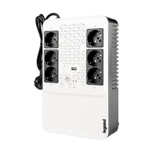 UPS Legrand MULTIPLUG 600, 600VA/360W, 6x German standard sockets, USB charger, baterie 1x 12V 7.2Ah, 230V, tehnologie Line interactiv, dimensiuni 190 x 89.5 x 296mm - Img 3