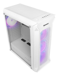 Carcasa GENESIS IRID 505 V2 Mid Tower ARGB ALB, Tempered Glass, Sloturi Expansiune 8, Drive Bays: 2x3.5" 7x2.5", Ventilatoare Suportate: 6 (spate: 1x120mm, fata: 3x120mm sau 2x140mm, sus: 2x120mm sau 2x140mm), Ventilatoare Incluse: 4 (4x120mm OXAL ARGB), - Img 2