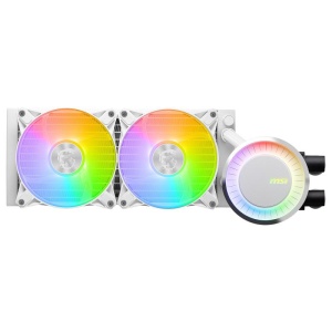 Cooler Procesor MSI MAG CORELIQUID E240 ALB, marime radiator 120mm, 2 ventilatoare ARGB, Viteza pompa: 3000 +/- 10%, Suport AMD: AM4/AM5, suport INTEL: LGA 1150/1151/1155/1156/1200/1700, Airflow: 25.5-75.04 CFM, Nivel de zgomot pompa: 20dBA - Img 4