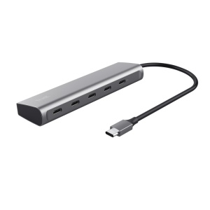 Hub Trust Halyx, 5 porturi USB-C 3.2 gen 1: 1 USB-C 100W PD port / 4 USB-C data ports, USB PD 3.0, gri - Img 2