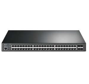 "JetStream™ 48-Port Gigabit and 4-Port 10GE SFP+ L2+ Managed Switch with 48-Port PoE+ PORT: 48× Gigabit PoE+ Ports, 4× 10G SFP+ Slots, RJ45/Micro-USB Console Port SPEC: 802.3at/af, 500 W PoE Power, 1U 19-inch Rack-mountable Steel Case FEATURE: