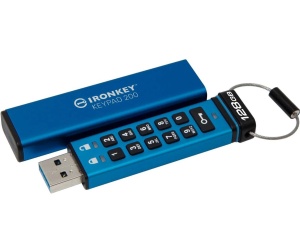 Memorie USB Kingston IronKey Keypad 200 128GB, USB 3.2, Albastru - Img 3