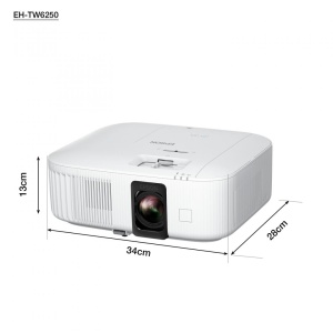 Proiector Epson EH-TW6250, 3LCD, 2.800 lumeni, 4k PRO UHD, 16:9, 35.000:1, lampa 4.500 ore/ 7.500 ore ecomode, corectie ± 30, zoom 1.62, dimensiune maxima imagine 500", USB 2.0 Type B (Service Only), Wireless LAN IEEE 802.11a/b/g/n/ac, Jack plug out,
