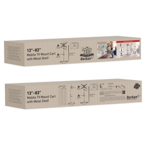 Suport Mobil de podea pentru TV plat/curbat Barkan + raft metal pentru laptop, 32" - 83", VESA 600x400mm, suporta pana la 50kg, Negru - Img 9