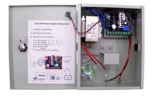 SURSA ALIMENTARE 5A CARCASA METAL Input voltage: 220V AC~240V AC; 50~60Hz Output voltage: 11V DC-14V DC 5A Output contact: locking, access control, exit button Backup battery: Support 12V/7AH (not included) - Img 2
