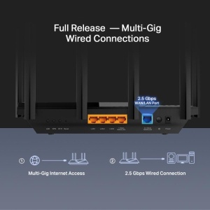 TP-LINK AX5400 Dual-Band Gigabit WI-FI6 Router, ARCHER AX72 PRO, Standarde wireless: IEEE 802.11ax/ac/n/a 5 GHz, IEEE 802.11ax/n/b/g 2.4 GHz, Viteze wireless: 5 GHz: 4804 Mbps (802.11ax, HE160), 2.4 GHz: 574 Mbps (802.11ax), Acoperire: 3 camere, 6 x - Img 10