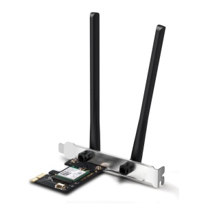 AX3000 Dual-Band Wi-Fi 6 Bluetooth PCI Express Adapter SPEED: 2402 Mbps at 5 GHz + 574 Mbps at 2.4 GHz SPEC: 2× High Gain Dual-Band External Antennas FEATURE: Wi-Fi 6, MU-MIMO, OFDMA, 1024 QAM, HE160, WPA3, Bluetooth 5.2" - Img 2
