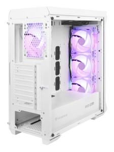Carcasa GENESIS IRID 505 V2 Mid Tower ARGB ALB, Tempered Glass, Sloturi Expansiune 8, Drive Bays: 2x3.5" 7x2.5", Ventilatoare Suportate: 6 (spate: 1x120mm, fata: 3x120mm sau 2x140mm, sus: 2x120mm sau 2x140mm), Ventilatoare Incluse: 4 (4x120mm OXAL ARGB), - Img 3