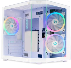 Carcasa Spacer Aquarium, mATX, ARGB, white
