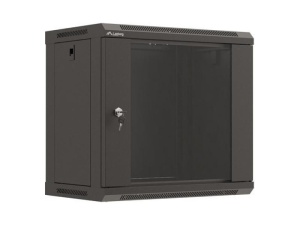 Dulap rack de perete 19", 9U, 540x350 mm, usa din sticla, negru,