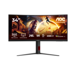 Monitor AOC 34" CU34G4Z, Curvature: 1500R, Diagonal (inch): 34, Diagonal (cm): 87, Aspect ratio: 21:9, Panel: VA, Resolution: 3440x1440, Refresh Rate: 240Hz, Response time GtG: 1ms, Response time MPRT: 0.3ms, Brightness (max): 400 cd/m², Contrast