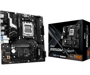 Asrock B850M-X R2.0. Processor manufacturer: AMD, Processor socket: Socket AM5, Compatible processor series: AMD Ryzen 7000 Series, AMD Ryzen 8000 Series, AMD Ryzen 9000 Series. Supported memory types: DDR5-SDRAM, Maximum internal memory: 128 GB, Memory