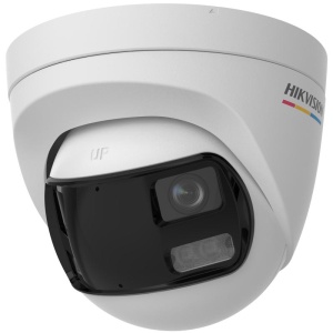 Camera de supraveghere Turret 3K Hikvision DS-2CE72KF3TP-DLS, lentila duala fixa 2.8mm, iluminare min: 0.0005 Lux @ (F1.0, AGC ON), 0 Lux cu lumina alba: 40m, IR: 40m, microfon incorporat, alimentare: 12 VDC ± 25%, max. 8.9 W, protectie: IP67,