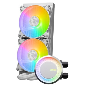 Cooler Procesor MSI MAG CORELIQUID E240 ALB, marime radiator 120mm, 2 ventilatoare ARGB, Viteza pompa: 3000 +/- 10%, Suport AMD: AM4/AM5, suport INTEL: LGA 1150/1151/1155/1156/1200/1700, Airflow: 25.5-75.04 CFM, Nivel de zgomot pompa: 20dBA - Img 6