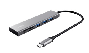 Hub Trust Halyx Cardreader, 3 porturi USB 3.2, gri