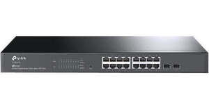 "JetStream™ 16-Port Gigabit Smart Switch with 2 Gigabit SFP Slots PORT: 16× Gigabit RJ45 Ports, 2× Gigabit SFP Slots SPEC: 1U 19-inch Rack-mountable Steel Case FEATURE: Integration with JetStream™ SDN Controller, Static Routing, 802.1Q VLAN,