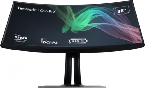 Monitor ViewSonic 38" VP3881A, Curvature: 2300R, Diagonal (inch): 38, Diagonal (cm): 96.5, Aspect ratio: 21:9, Panel: IPS, Resolution: 3840x2160, Refresh Rate: 60Hz, Response time GtG: 5ms, Brightness (max): 300 cd/m², Contrast (static) : 1000:1,