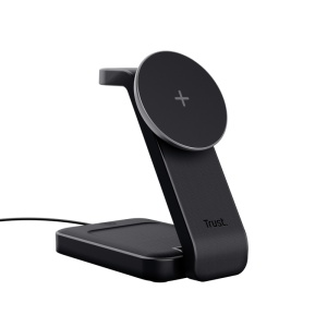 Stand de incarcare 3-in-1 Trust Viro, putere intrare 20W, interfata USB- C, compatibil cu produsele din brandul Apple: iPhone (12 si modele mai noi), Airpods si Apple Watch, negru - Img 1