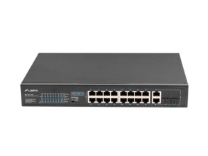 Switch 16x 100 Mb PoE+ / 2x 1 Gb / 1x SFP, rack 19", fara management, Gigabit Ethernet, 250W