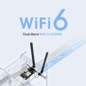 AX3000 Dual-Band Wi-Fi 6 Bluetooth PCI Express Adapter SPEED: 2402 Mbps at 5 GHz + 574 Mbps at 2.4 GHz SPEC: 2× High Gain Dual-Band External Antennas FEATURE: Wi-Fi 6, MU-MIMO, OFDMA, 1024 QAM, HE160, WPA3, Bluetooth 5.2" - Img 4