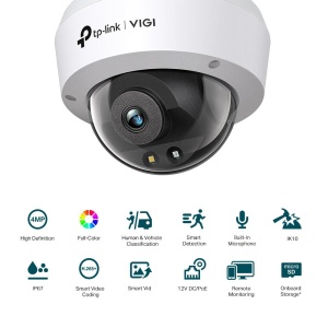 Camera IP Dome TP-Link VIGI C240(2.8MM), 4MP, Lentila 2.8mm, IR+WL 30ml, rezolutie video 2560 × 1440, H.265+/H.265/H.264+/H.264, - Img 2