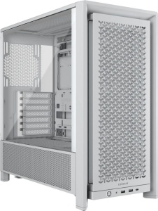 Carcasa CORSAIR FRAME 4000D RS Mid Tower ALB, Tempered Glass, Sloturi Expansiune 7 orizontale sau 3 verticale, Drive Bays: 2x3.5" 4x2.5", Ventilatoare Suportate: 11 (spate: 1x120mm sau 1x140mm, fata: 3x120mm sau 2x140mm sau 2x200mm, lateral: 3x120mm sau