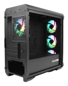 Carcasa GENESIS IRID 503 V2 Mini Tower ARGB NEGRU, Tempered Glass, Sloturi Expansiune 5, Drive Bays: 2x3.5" 3x2.5", Ventilatoare Suportate: 6 (spate: 1x120mm, fata: 3x120mm sau 2x140mm, sus: 2x120mm sau 2x140mm), Ventilatoare Incluse: 4 (4x120mm), Format - Img 3
