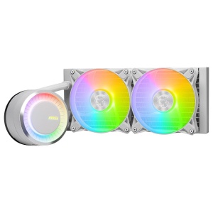 Cooler Procesor MSI MAG CORELIQUID E240 ALB, marime radiator 120mm, 2 ventilatoare ARGB, Viteza pompa: 3000 +/- 10%, Suport AMD: AM4/AM5, suport INTEL: LGA 1150/1151/1155/1156/1200/1700, Airflow: 25.5-75.04 CFM, Nivel de zgomot pompa: 20dBA - Img 7