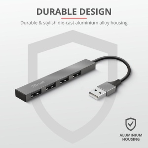 Hub USB Trust Halyx Aluminium, 4 porturi, aluminiu - Img 4