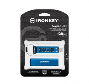 Memorie USB Kingston IronKey Keypad 200 128GB, USB 3.2, Albastru - Img 4