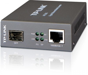"Omada 10/100/1000 Mbps RJ45 to 1000 Mbps SFP Slot Supporting MiniGBIC Modules PORT: 1× Gigabit SFP Slot, 1× Gigabit RJ45 Port (Auto MDI/MDIX) SPEC: Chassis TL-MC1400 Rack-mountable"