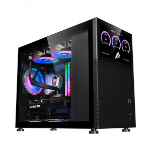 Carcasa 1STPLAYER MI6-EV Mid Tower NEGRU, Tempered Glass, Sloturi Expansiune 4, Drive Bays: 1x3.5" 1x2.5" sau 2x 2.5", Ventilatoare Suportate: 7 (spate: 1x120mm, sus: 3x120mm sau 2x140mm, jos: 2x120mm), Format Placa De Baza Suportat: Micro-ATX, ITX,
