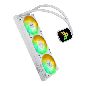 Cooler Procesor ASUS TUF GAMING LC III 360 ARGB ALB, marime radiator 397mm, 3x120mm, viteza ventilatoare 650-2600 RPM +/- 10%, Suport AMD: AM5 AM4, suport INTEL: LGA 1851/1700/1200