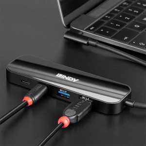 Hub Lindy 4 porturi, interfata USB 3.2 Gen2, latime de banda suportata 10 Gbps, power delivery 3.0 pana la 100W (20V 5A), chipset VL102+, GL3590, negru - Img 8